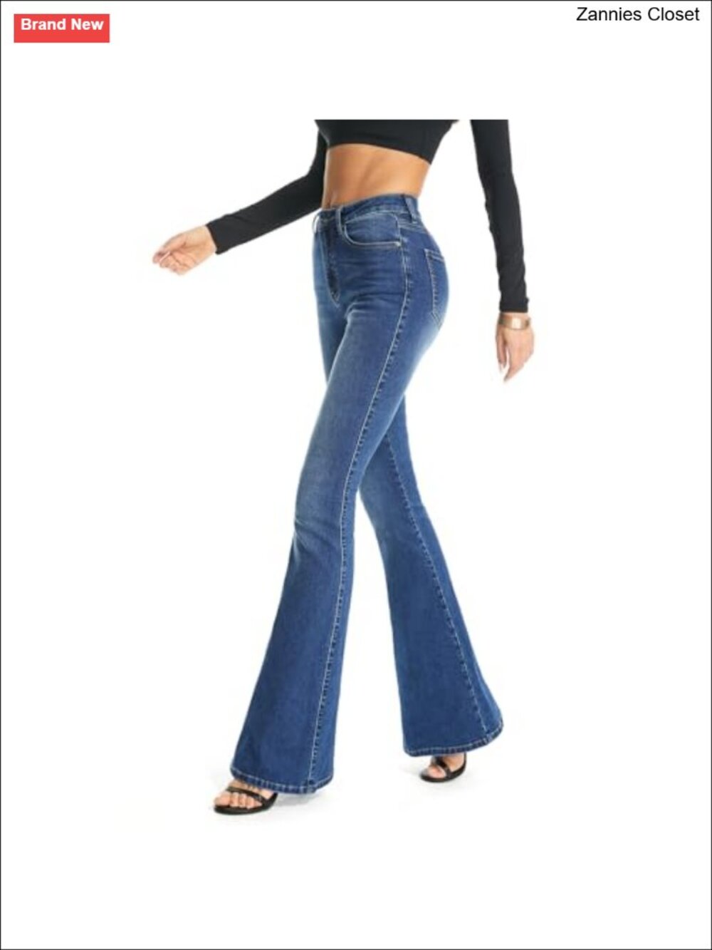 High Rise Bootcut Flare Stretch Denim Jeans Curvy Shaping Cotton Blend